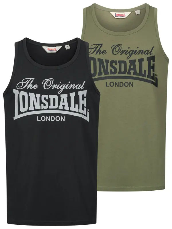 LONSDALE LONSDALE Majica 'Moston'  maslinasta / crna / bijela