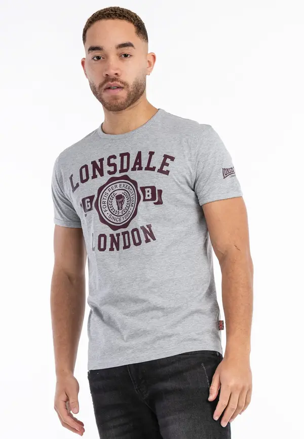 LONSDALE LONSDALE Majica 'Murrister'  tamno smeđa / siva melange