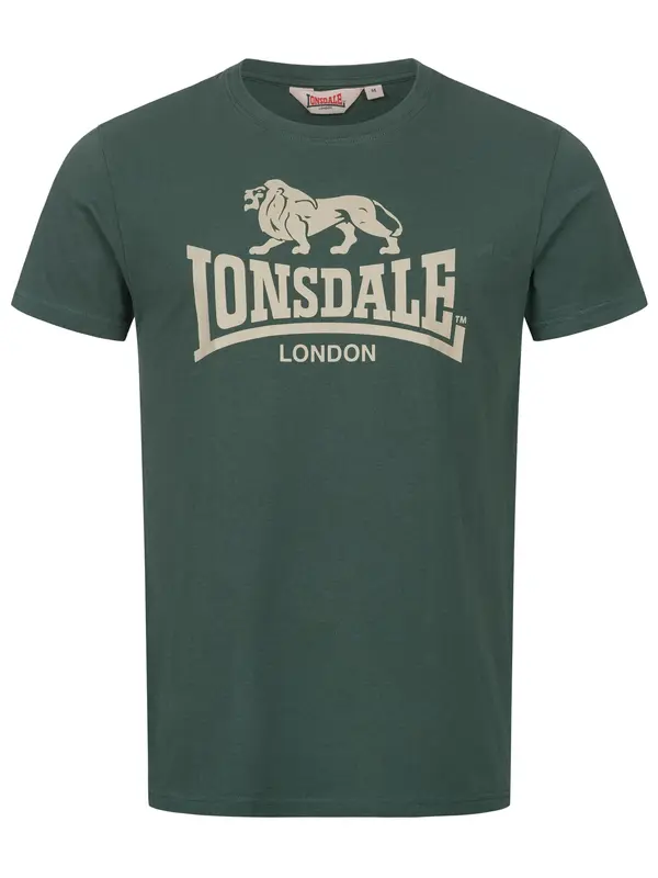 LONSDALE LONSDALE Majica 'St. Erney'  boja pijeska / tamno zelena
