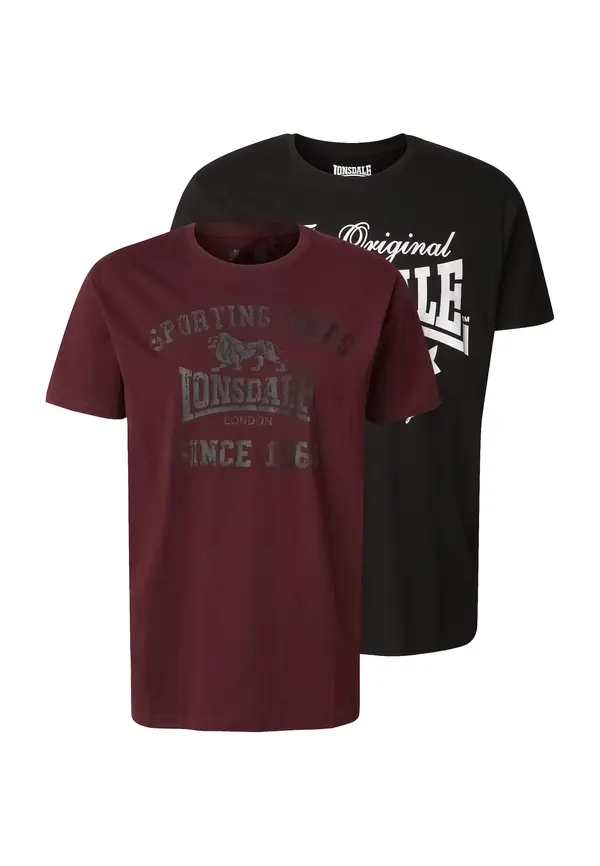 LONSDALE LONSDALE Majica 'Torbay'  maslinasta / bordo / crna / bijela