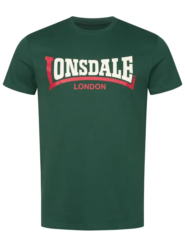 LONSDALE LONSDALE Majica 'Two Tone'  tamno zelena / tamno narančasta / bijela