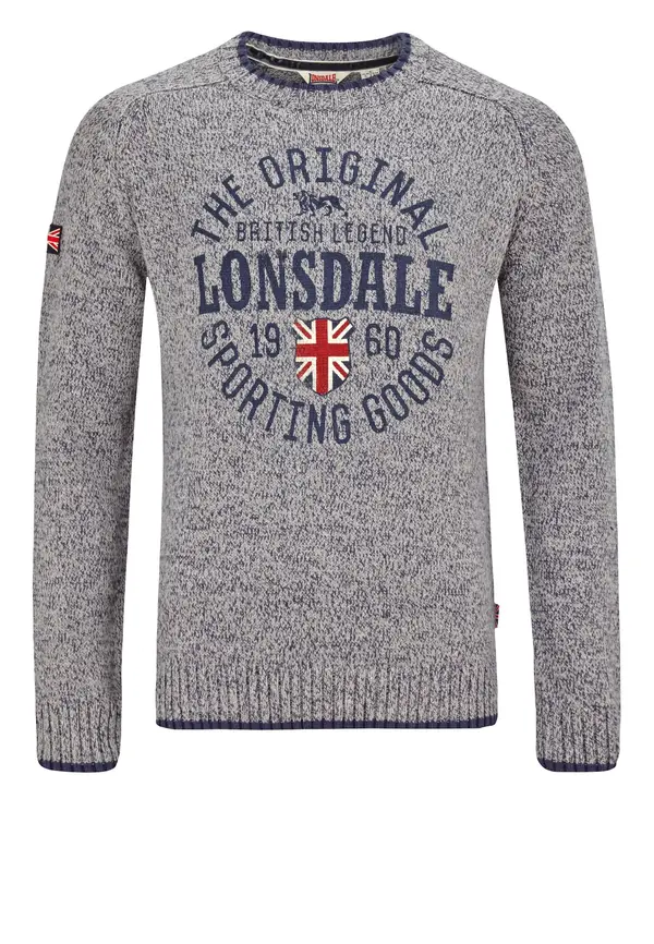 LONSDALE LONSDALE Pulover 'Borden'  morsko plava / siva melange / crvena / bijela
