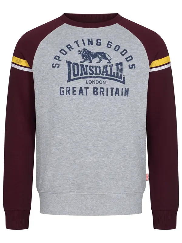 LONSDALE LONSDALE Sweater majica 'Bregis'  žuta / siva melange / boja vina / bijela