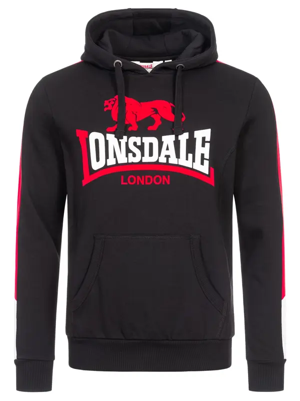 LONSDALE LONSDALE Sweater majica 'Langwell'  crvena / crna / bijela