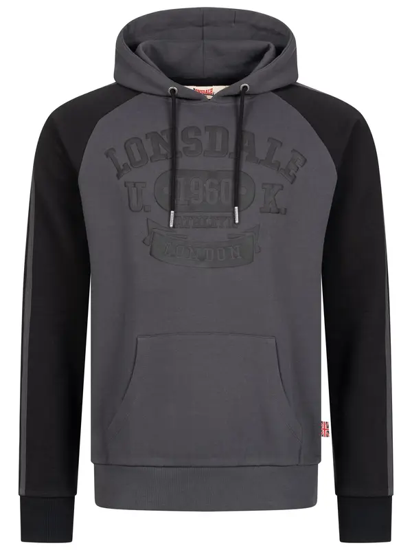 LONSDALE LONSDALE Sweater majica 'LINNFOOTS'  antracit siva / tamo siva / crna