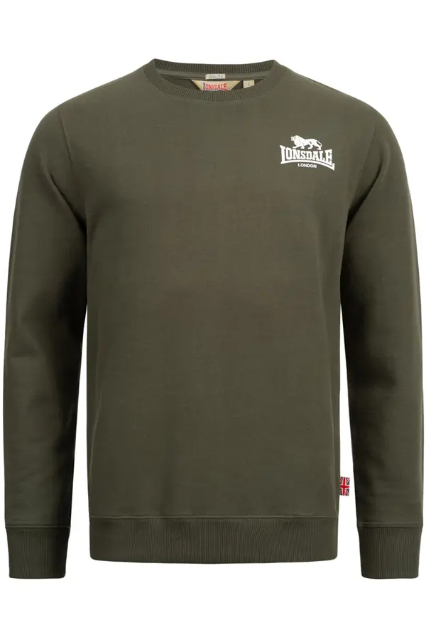 LONSDALE LONSDALE Sweater majica 'Longridge'  maslinasta / bijela