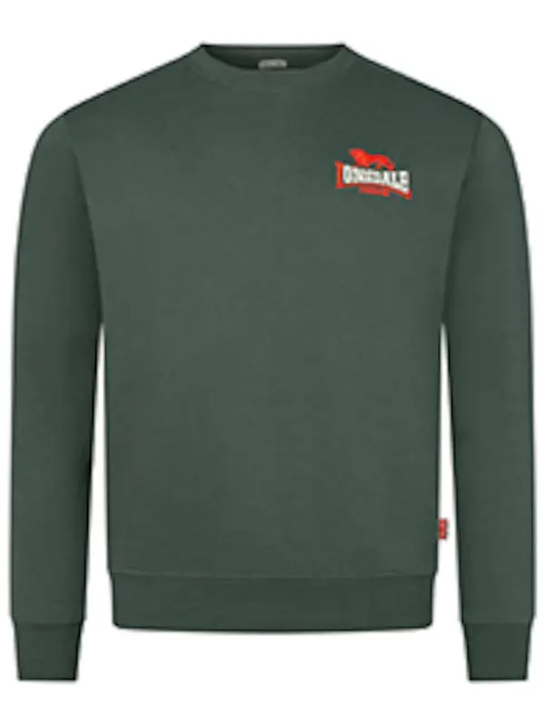 LONSDALE LONSDALE Sweater majica 'Lympstone'  tamno zelena / crvena / bijela