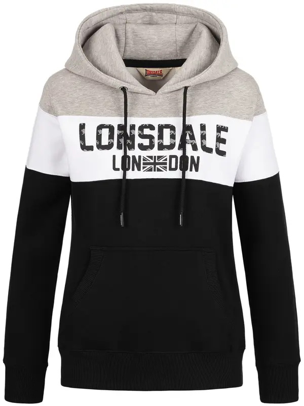 LONSDALE LONSDALE Sweater majica 'Penbryn'  siva / crna / bijela