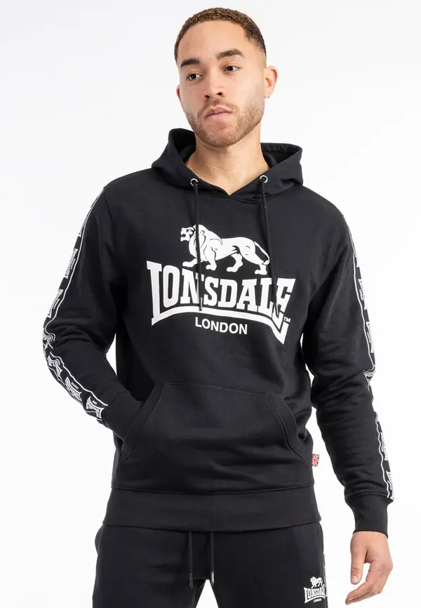 LONSDALE LONSDALE Sweater majica 'Scousburgh'  crna / bijela