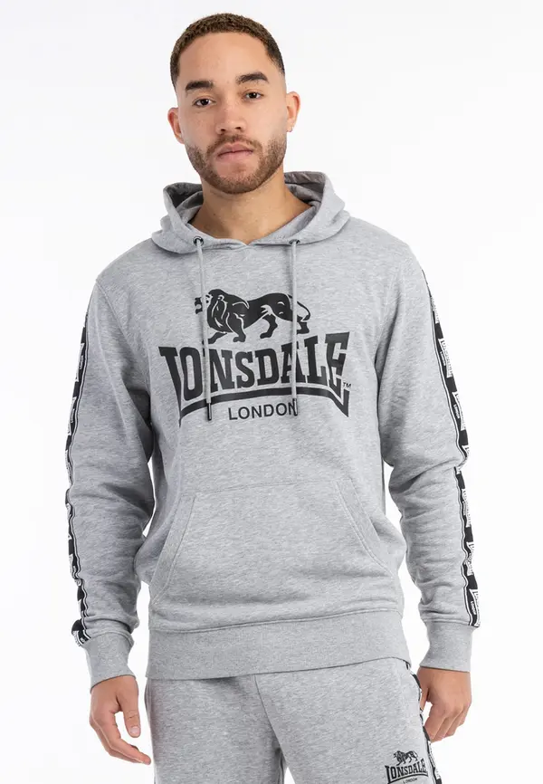 LONSDALE LONSDALE Sweater majica 'Scousburgh'  siva melange / crna
