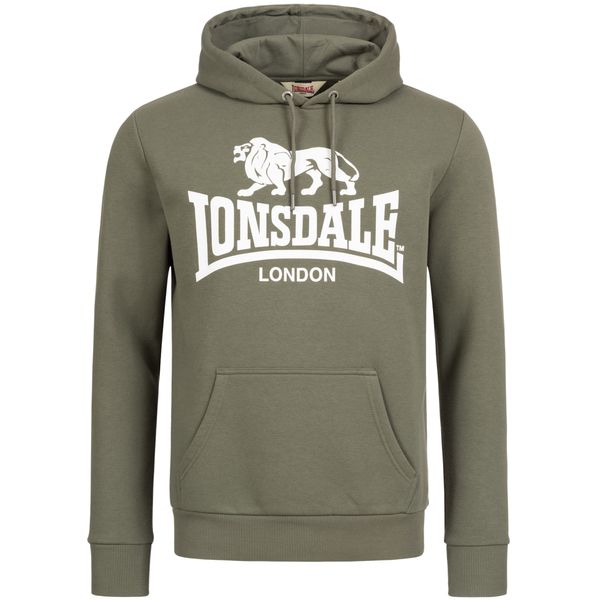 LONSDALE LONSDALE Sweater majica 'SHERBORNE'  maslinasta / tamno zelena / bijela