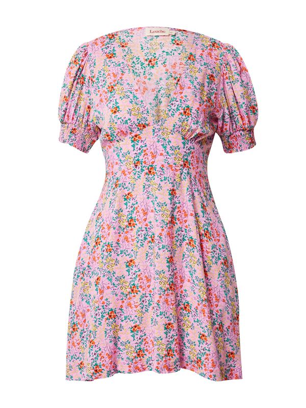 Louche Louche Ljetna haljina 'MERLE'  svijetložuta / žad / roza / narančasto crvena