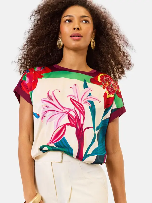 love & roses love & roses Bluza  bež / zelena / crvena