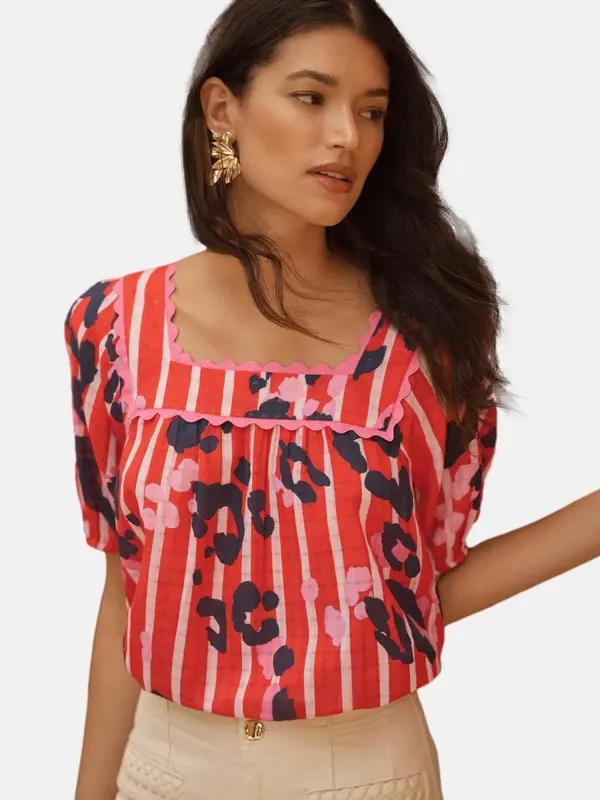 love & roses love & roses Bluza  tamno plava / roza / crvena / bijela