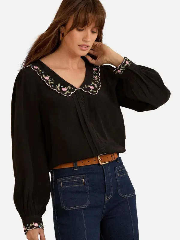 love & roses love & roses Bluza  travnato zelena / roza / crna
