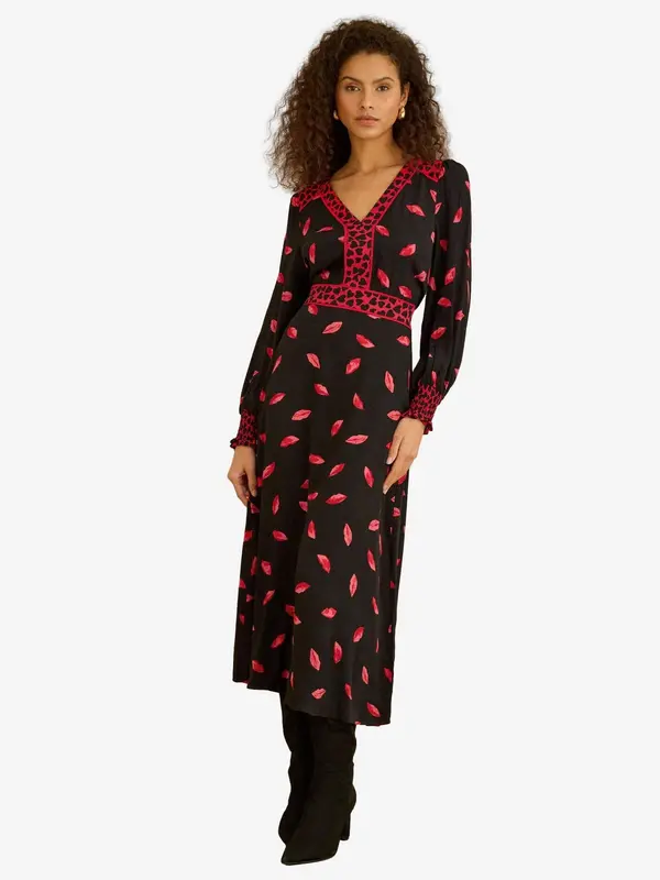 love & roses love & roses Haljina  crvena / pastelno crvena / crna