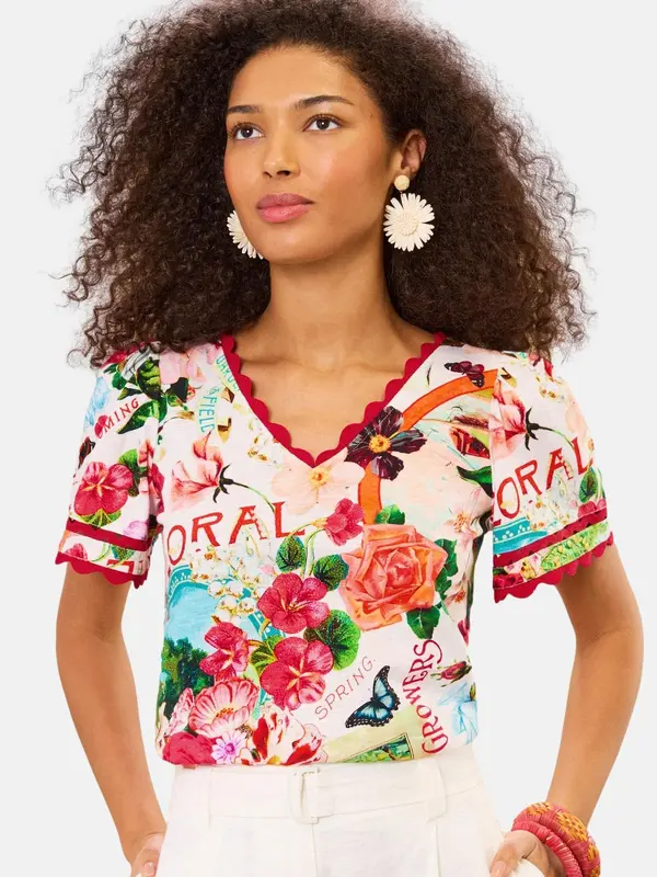 love & roses love & roses Majica  boja pijeska / azur / ciglasto crvena / crvena