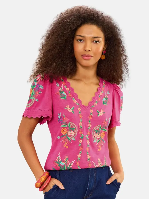 love & roses love & roses Majica  svijetloplava / zelena / marelica / tamno roza