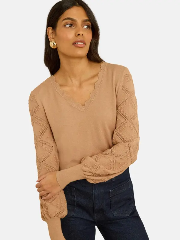 love & roses love & roses Pulover  boja devine dlake (camel)