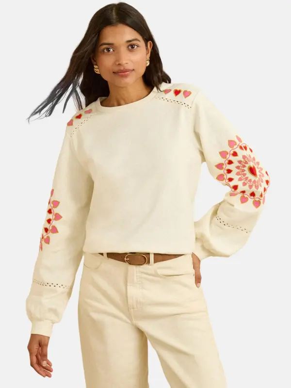love & roses love & roses Sweater majica  boja pijeska / zlatna / roza / crvena