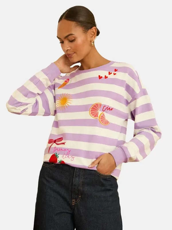 love & roses love & roses Sweater majica  narančasto žuta / orhideja bijela / krvavo crvena / bijela