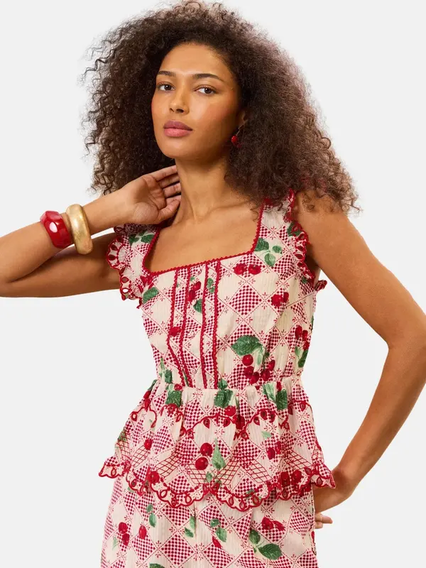 love & roses love & roses Top  svijetlobež / zelena / crvena