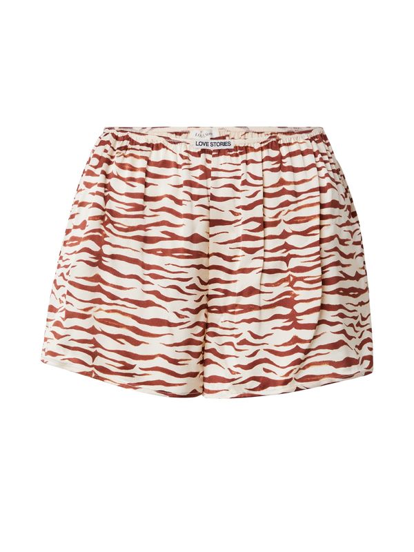 LOVE Stories LOVE Stories Pidžama hlače 'Johnny'  bež / kestenjasto smeđa