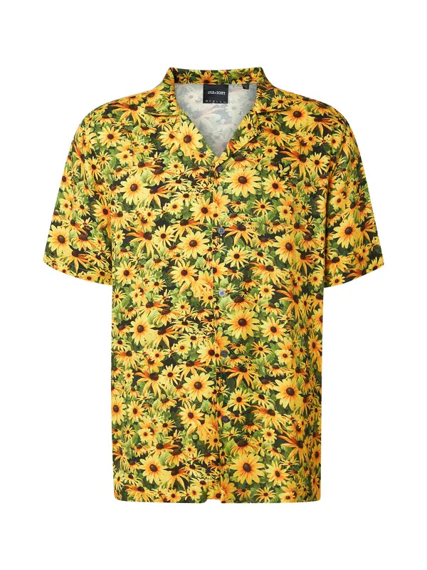 Lyle & Scott Lyle & Scott Košulja 'Wild Garden'  tamno smeđa / žuta / tamno zelena / narančasta