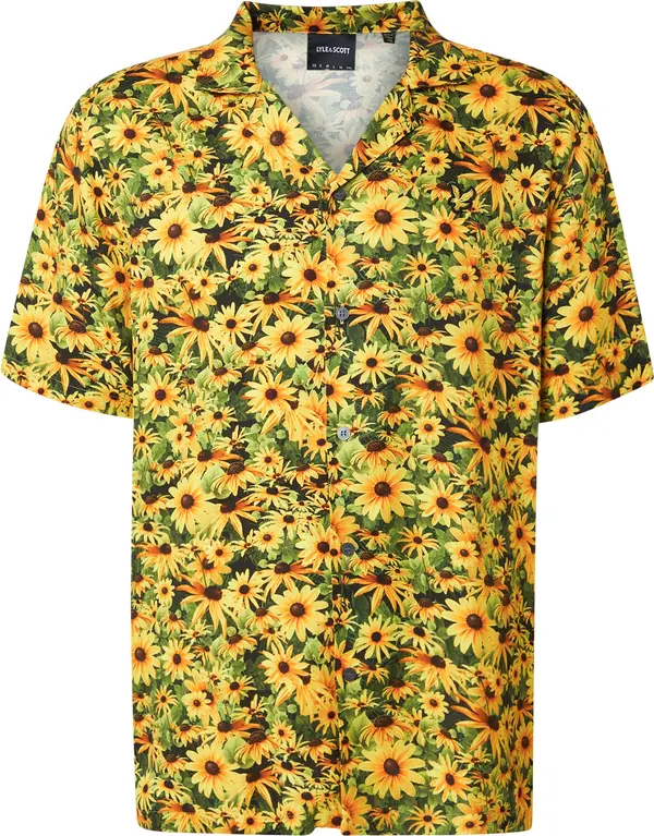Lyle & Scott Lyle & Scott Košulja 'Wild Garden'  tamno smeđa / žuta / tamno zelena / narančasta