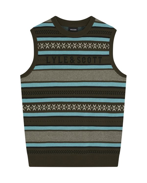 Lyle & Scott Lyle & Scott Pleteni prsluk 'Glenn'  tirkiz / tamno zelena / bijela