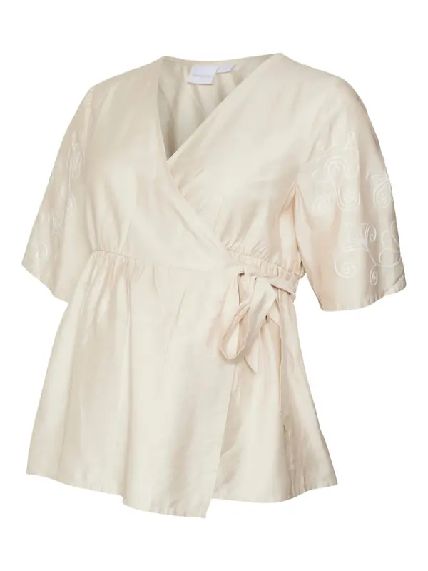 MAMALICIOUS MAMALICIOUS Bluza 'Nanaz Tess'  svijetlobež / bijela