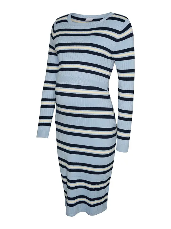MAMALICIOUS MAMALICIOUS Pletena haljina 'MLEsrin'  mornarsko plava / svijetloplava / bijela