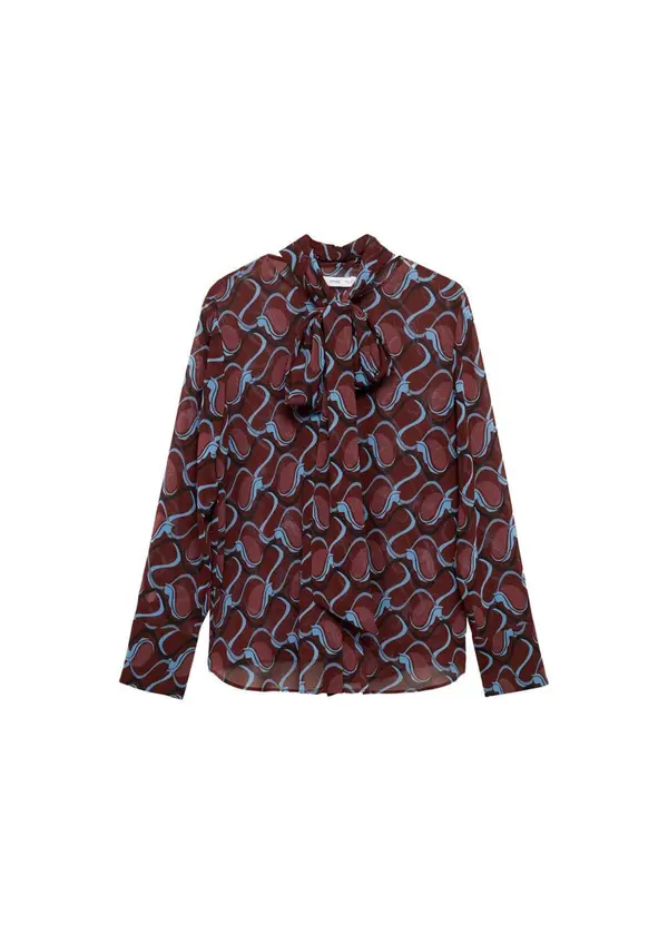 MANGO MANGO Bluza 'Belle'  svijetloplava / rubin crvena / crna