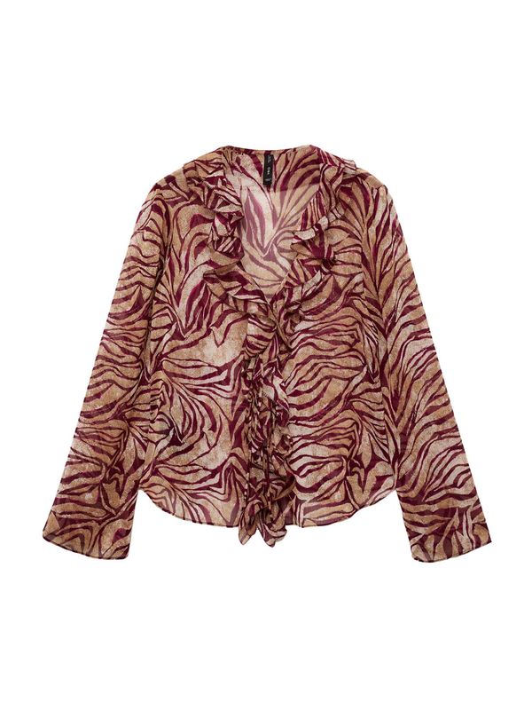 MANGO MANGO Bluza 'COLOMBIA'  smeđa / roza / tamno crvena / prljavo bijela