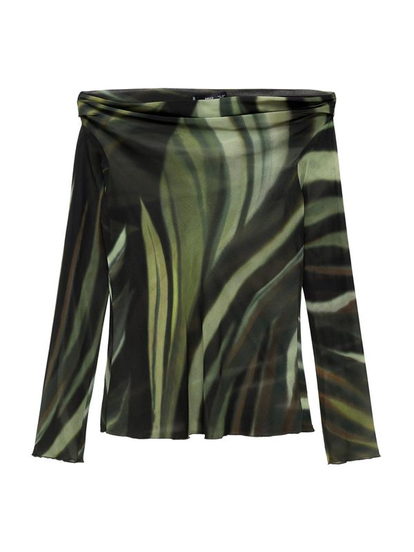 MANGO MANGO Bluza 'DONNY'  svijetlozelena / tamno zelena / crna