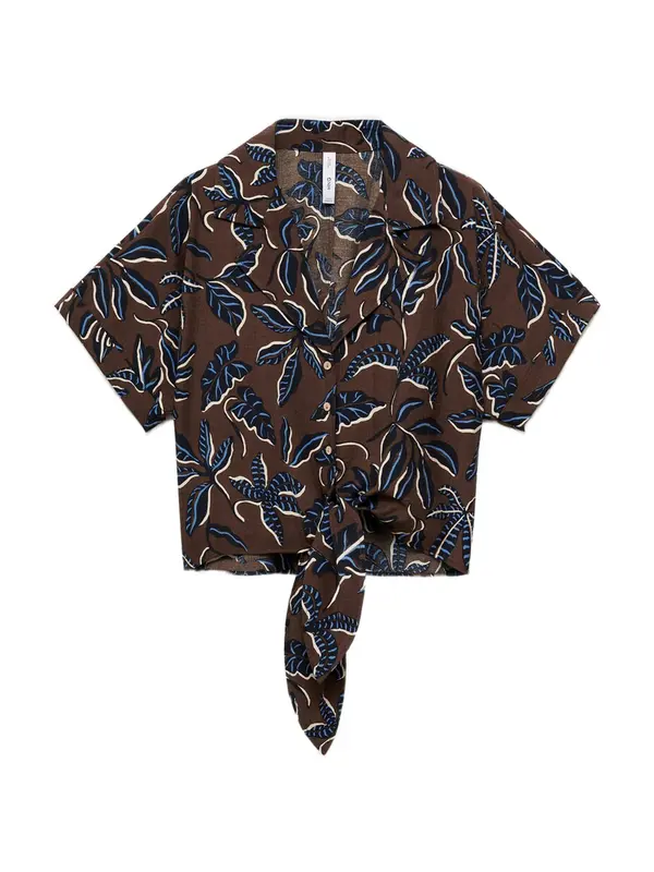 MANGO MANGO Bluza 'LIFE'  svijetlobež / plava / morsko plava / smeđa