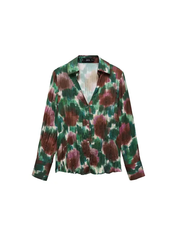 MANGO MANGO Bluza 'NOGAL'  smeđa / zelena / pastelno zelena / svijetloljubičasta