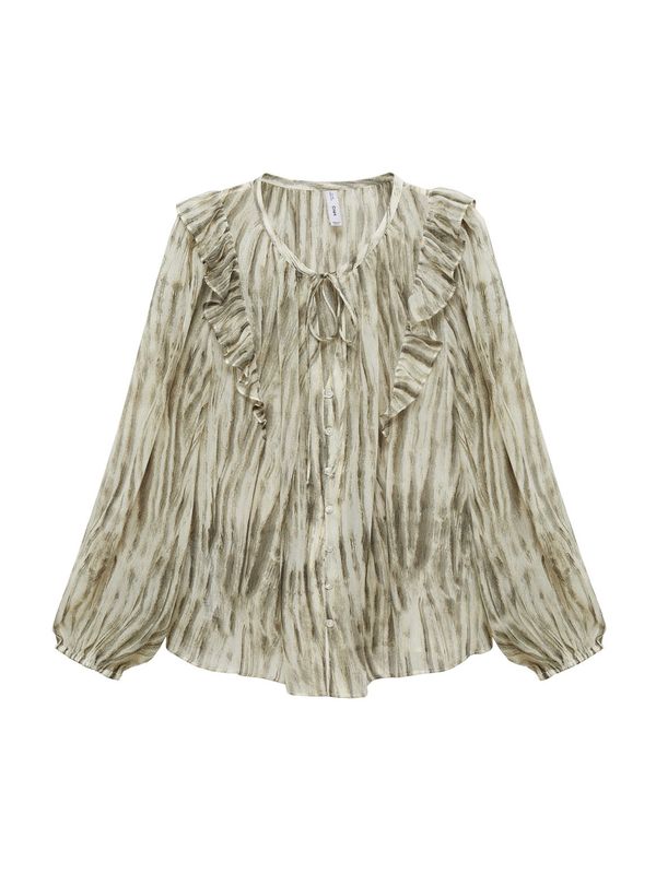 MANGO MANGO Bluza 'SIENA'  zelena / pastelno zelena / bijela