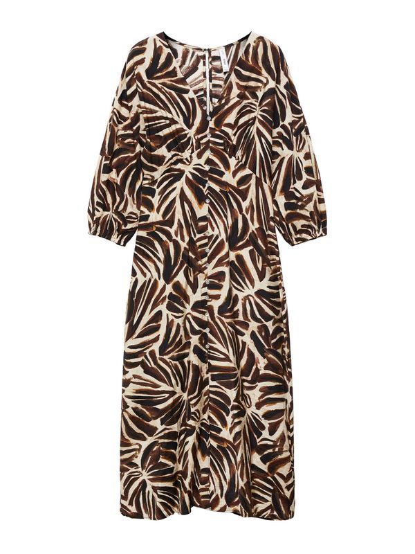 MANGO MANGO Haljina 'Claudie'  bež / smeđa / tamno smeđa / prljavo bijela