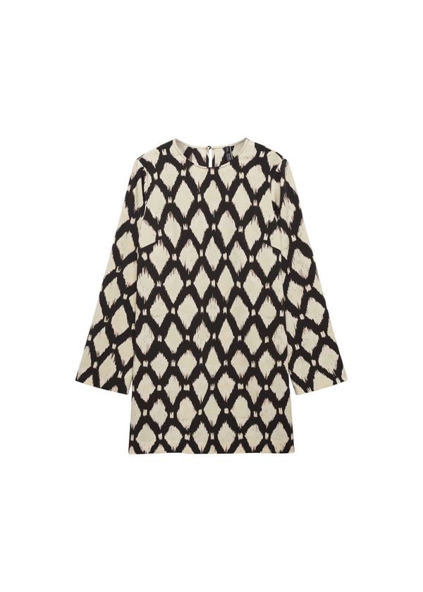 MANGO MANGO Haljina  ecru/prljavo bijela / crna