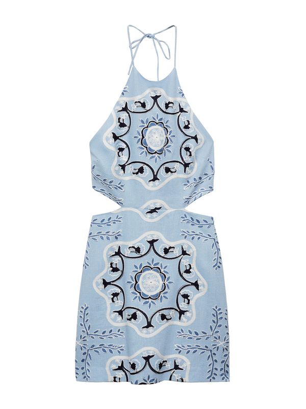 MANGO MANGO Haljina 'Frame'  plava / svijetloplava / crna / bijela