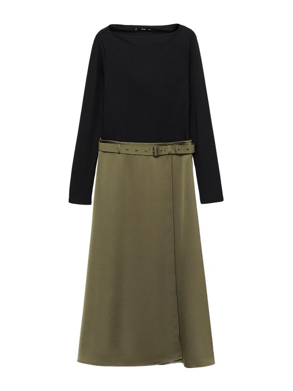 MANGO MANGO Haljina 'GRACE'  kaki / crna