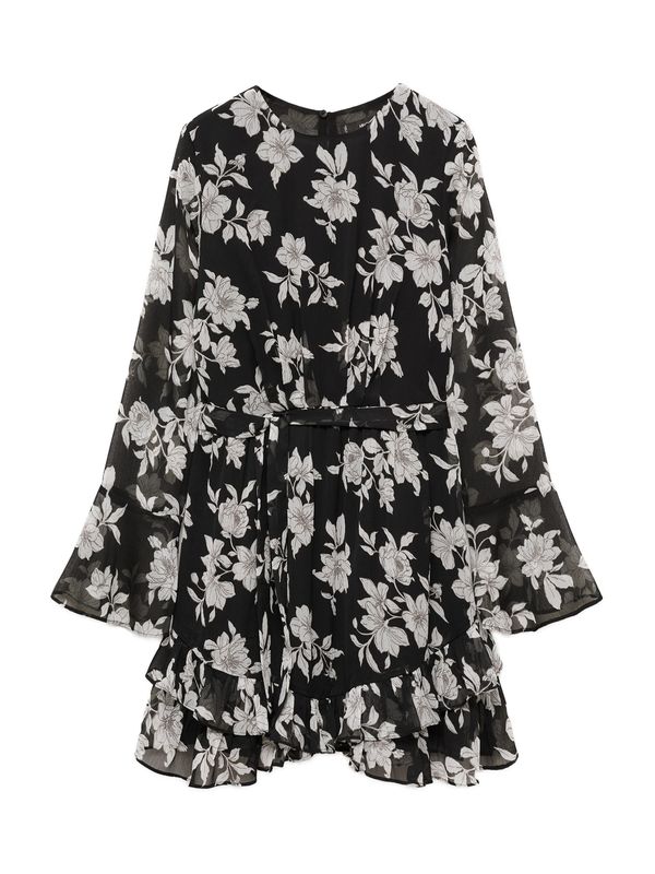 MANGO MANGO Haljina 'Swan'  svijetlosiva / crna