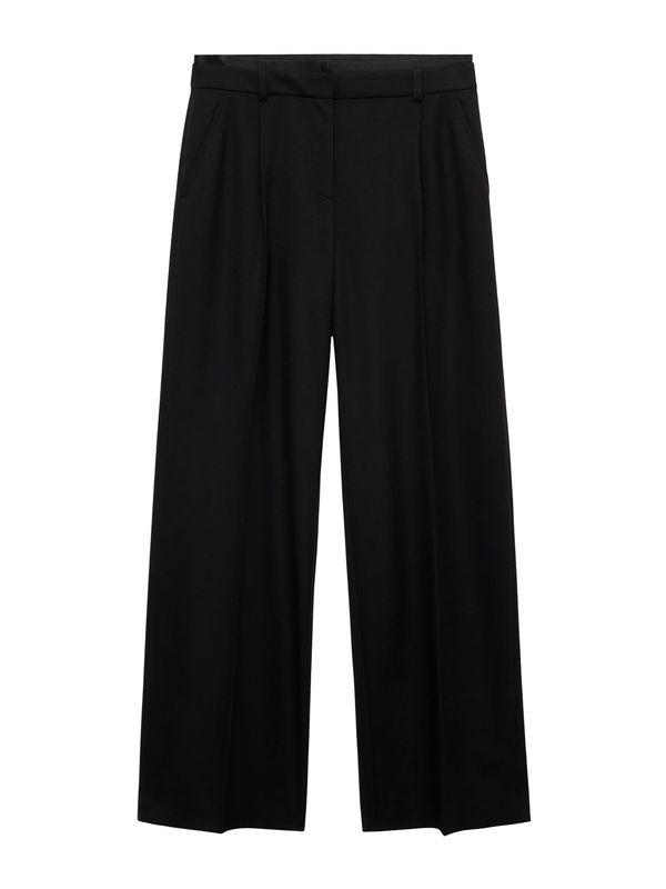 MANGO MANGO Hlače s naborima 'Spider'  crna