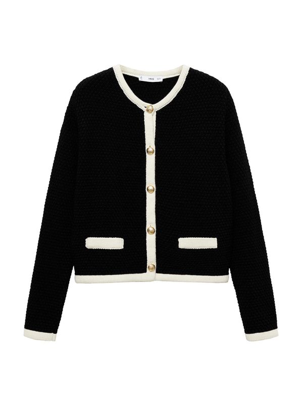 MANGO MANGO Kardigan 'Poshy'  pijesak / crna