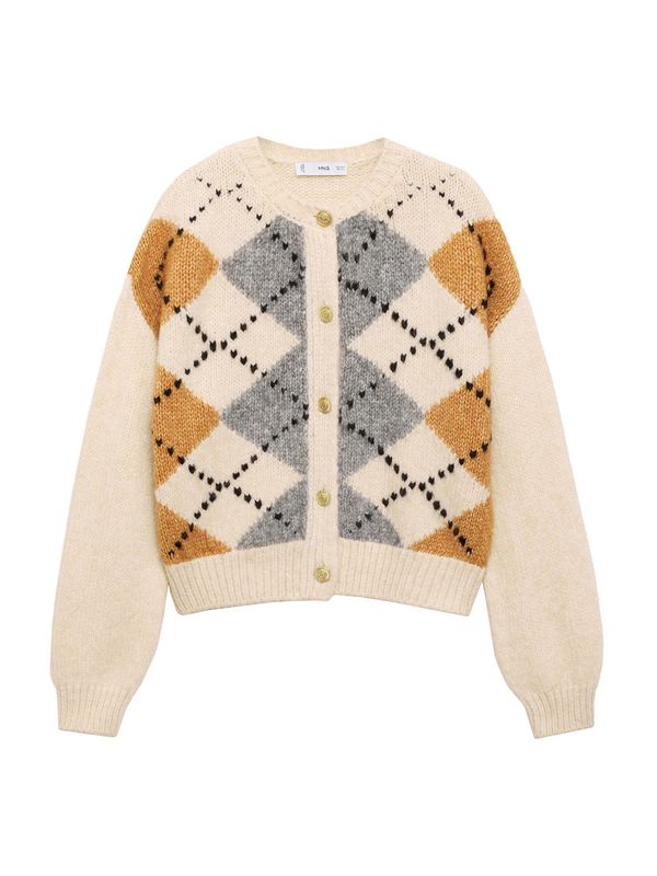 MANGO MANGO Kardigan 'ROMBIN'  svijetlobež / sepija / siva / crna
