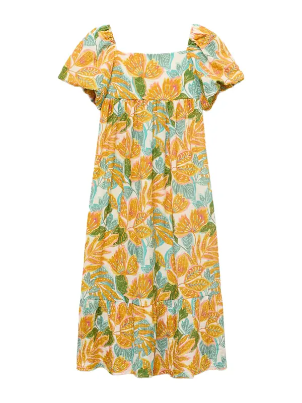 Mango MANGO KIDS Haljina 'IPANEMA'  svijetloplava / senf / zelena / bijela