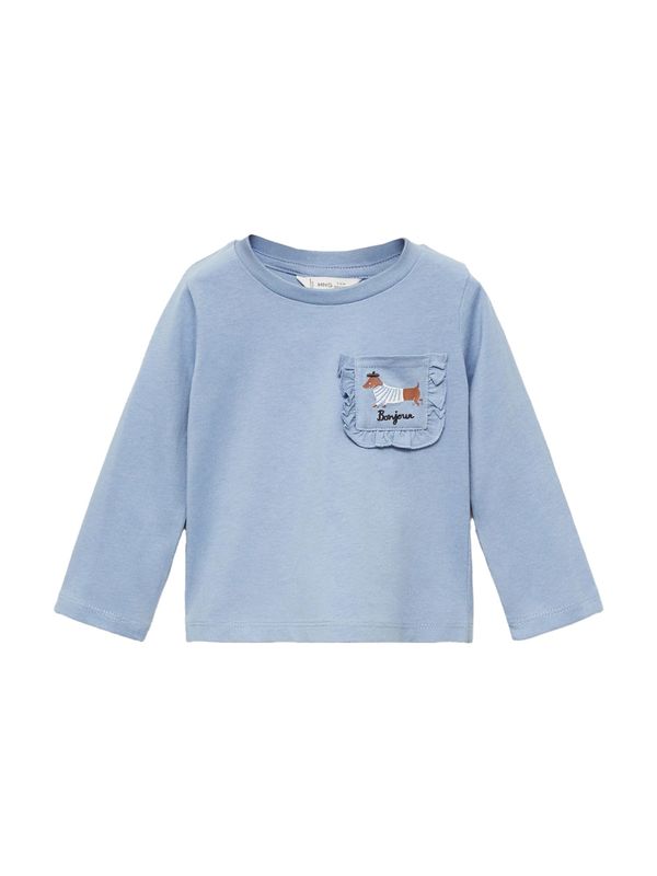 MANGO KIDS MANGO KIDS Majica 'BONJOUR'  golublje plava / smeđa / crna