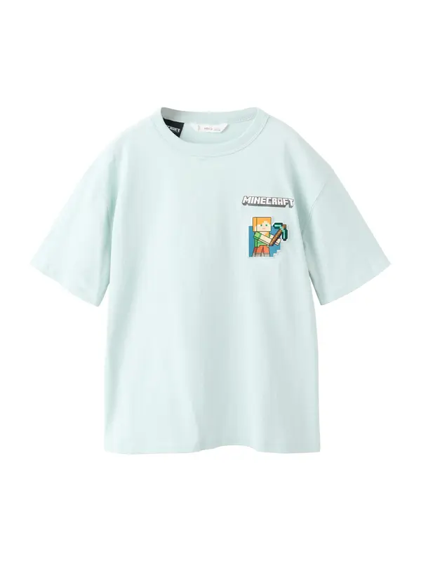 Mango MANGO KIDS Majica 'MINECLUB'  azur / pastelno plava / svijetlosmeđa / bijela