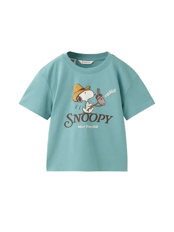 MANGO KIDS MANGO KIDS Majica 'SNOOPY'  tirkiz / čokolada / šafran / bijela